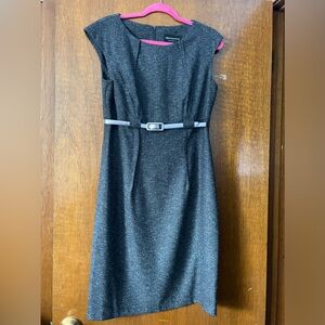 Black/ Grey Dress tweed like belted fitted made by Connected Apparel Size 10